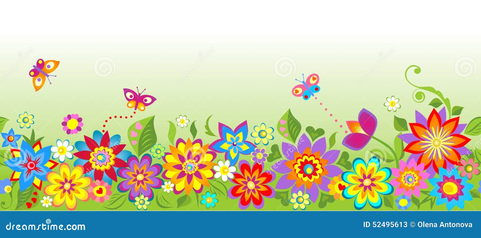 Flowers Seamless Border Stock Vector Image 52495613