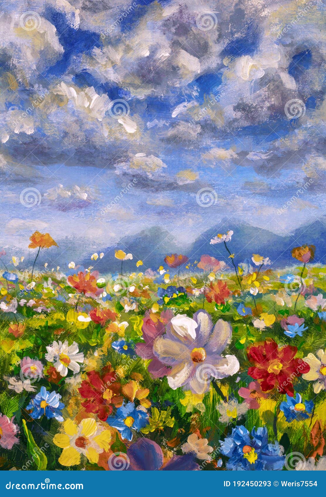 Landscape Flower Meadow Oil Painting Stock Image Image Of Paintings