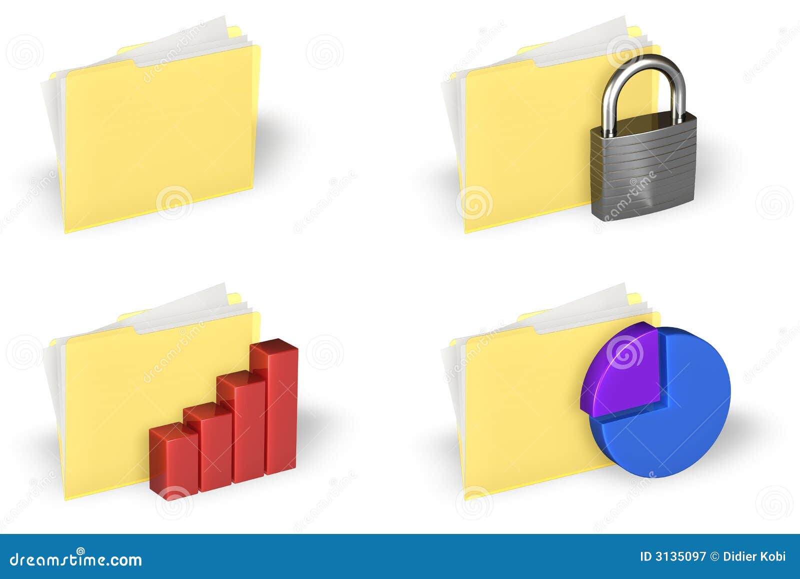 Folder Icon Set Royalty Free Stock Photography - Image: 3135097