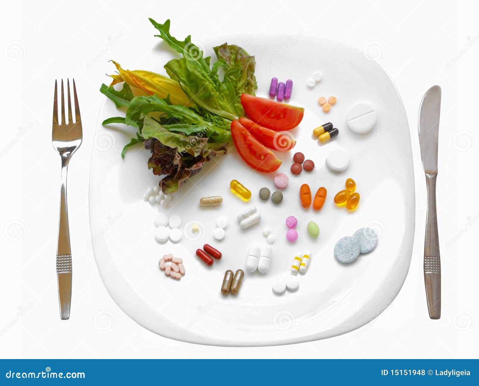 Royalty Free Stock Photos: Food supplements vs healthy diet