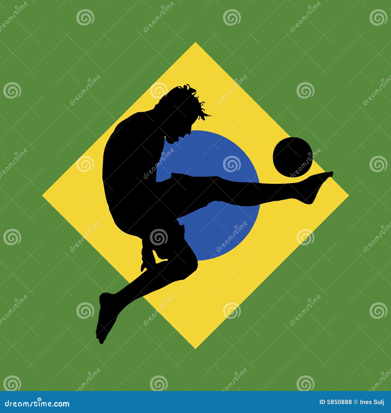   illustration of a football player with brazilian flag in background  football player background
