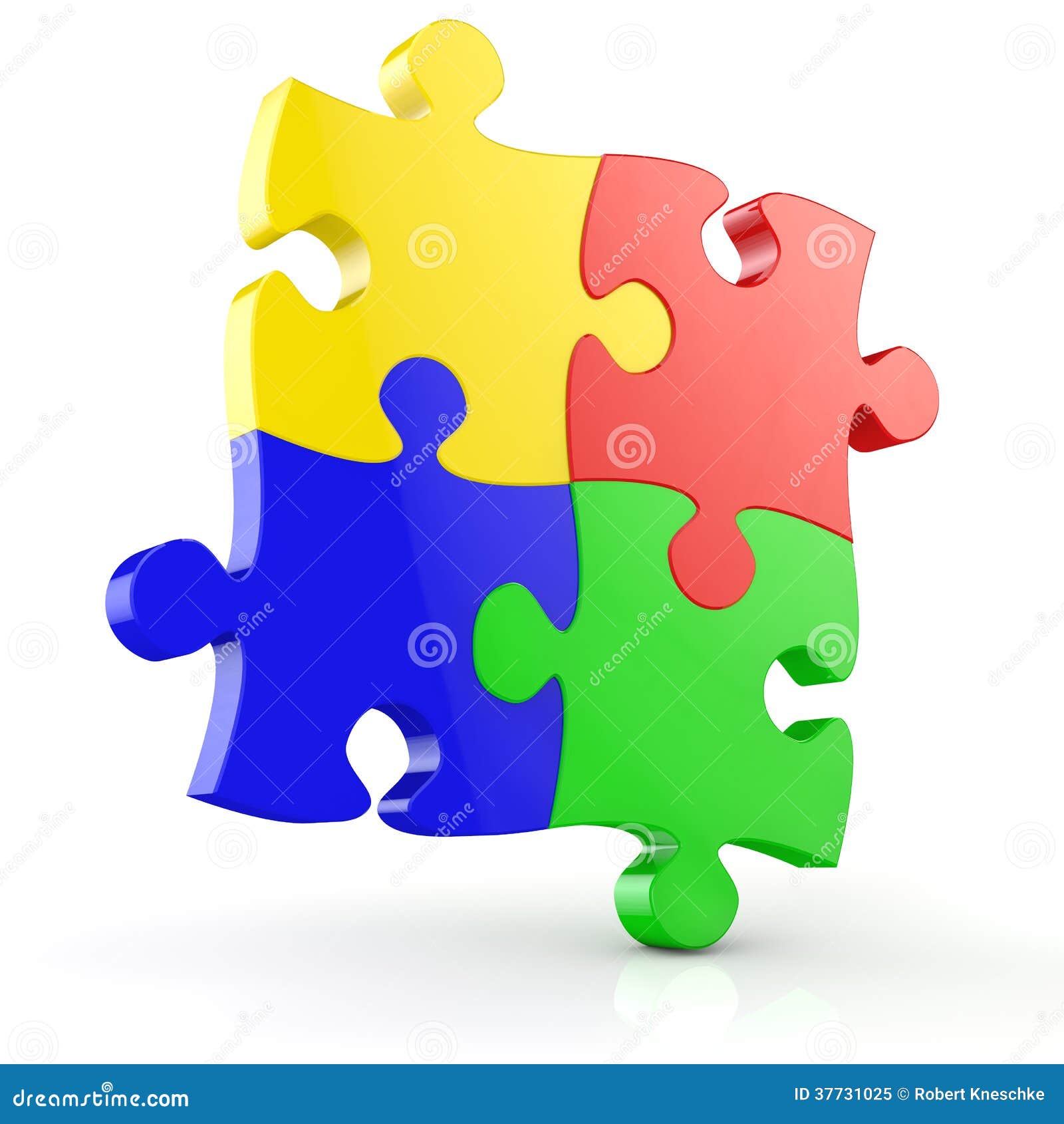 Four Jigsaw Puzzle Pieces Colorful White Background 37731025 