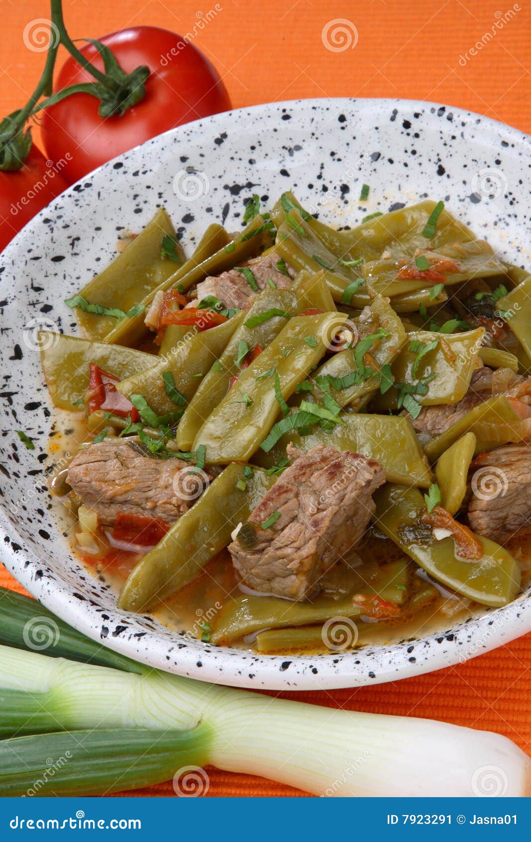 Stock Image: French beans salad with meat