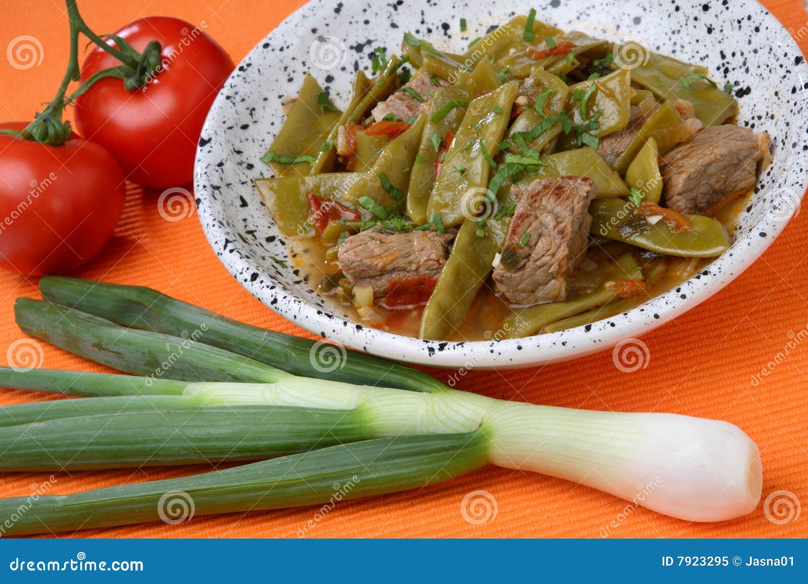 Royalty Free Stock Photo: French beans salad with meat