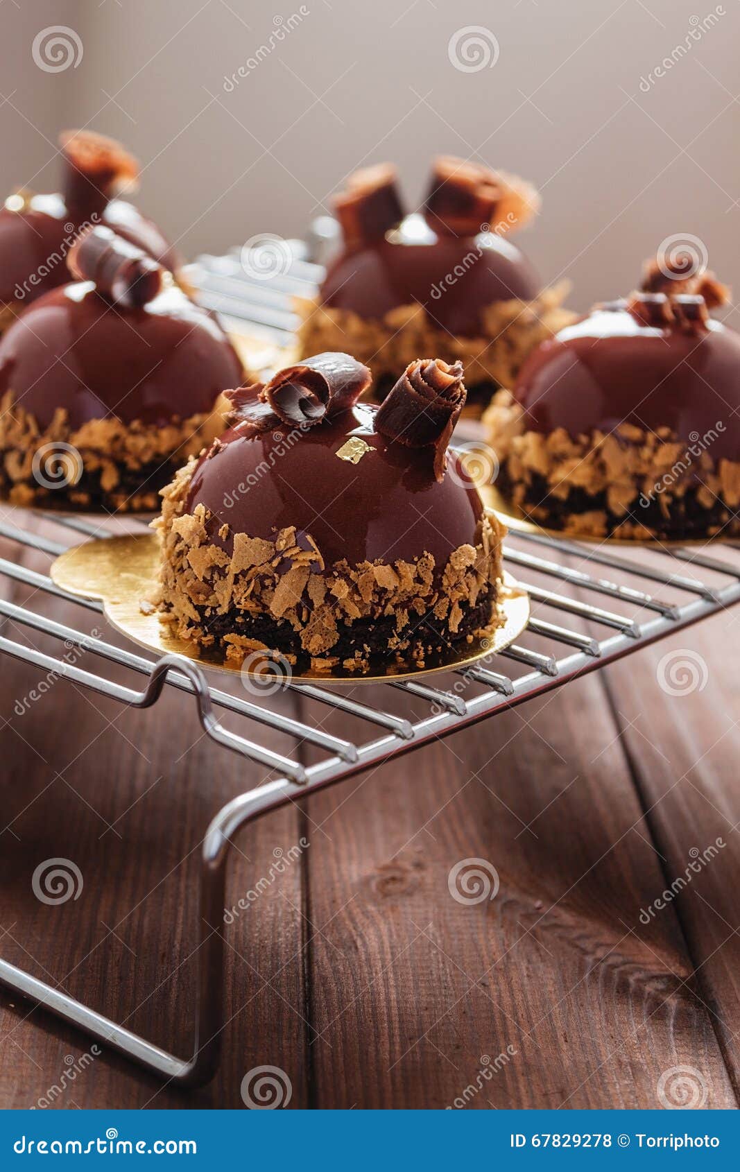 French Mousse Cake Covered With Chocolate Glaze Stock Photo Image Of