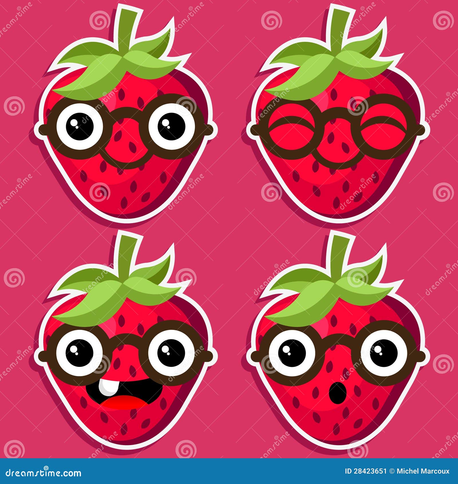 Personajes de dibujos animados del vector de fresas rojas con las ...