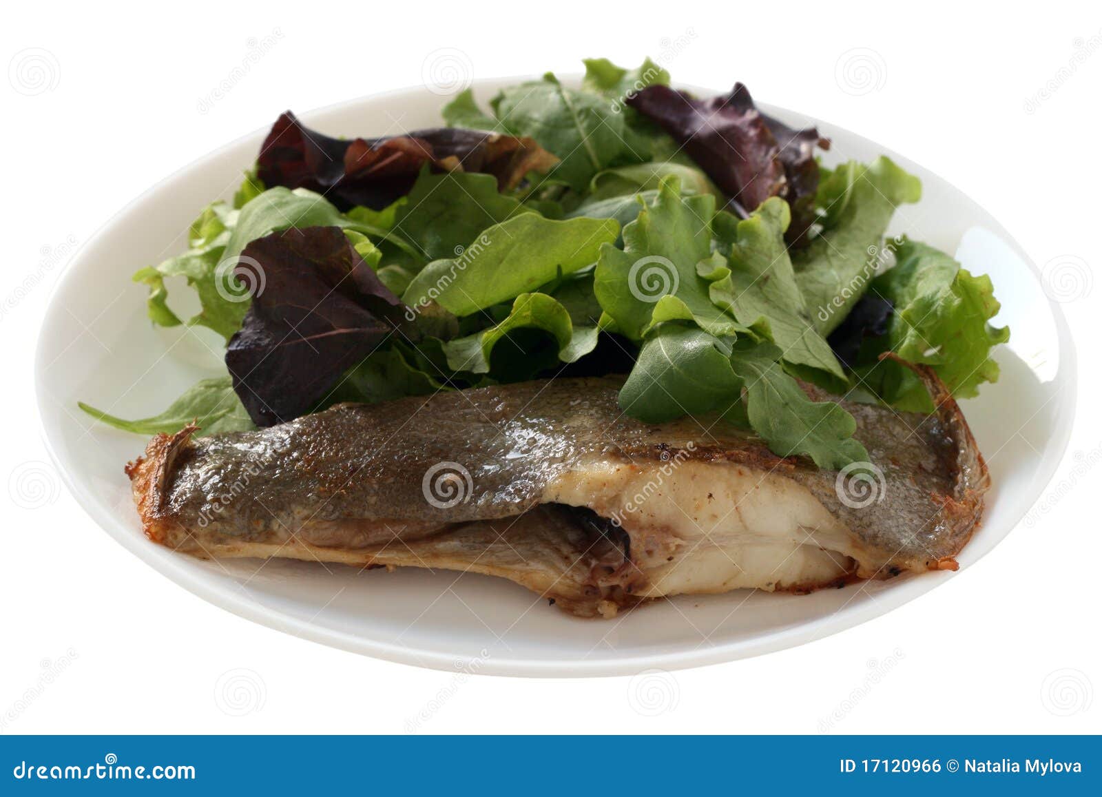 Royalty Free Stock Image: Fried flounder with salad