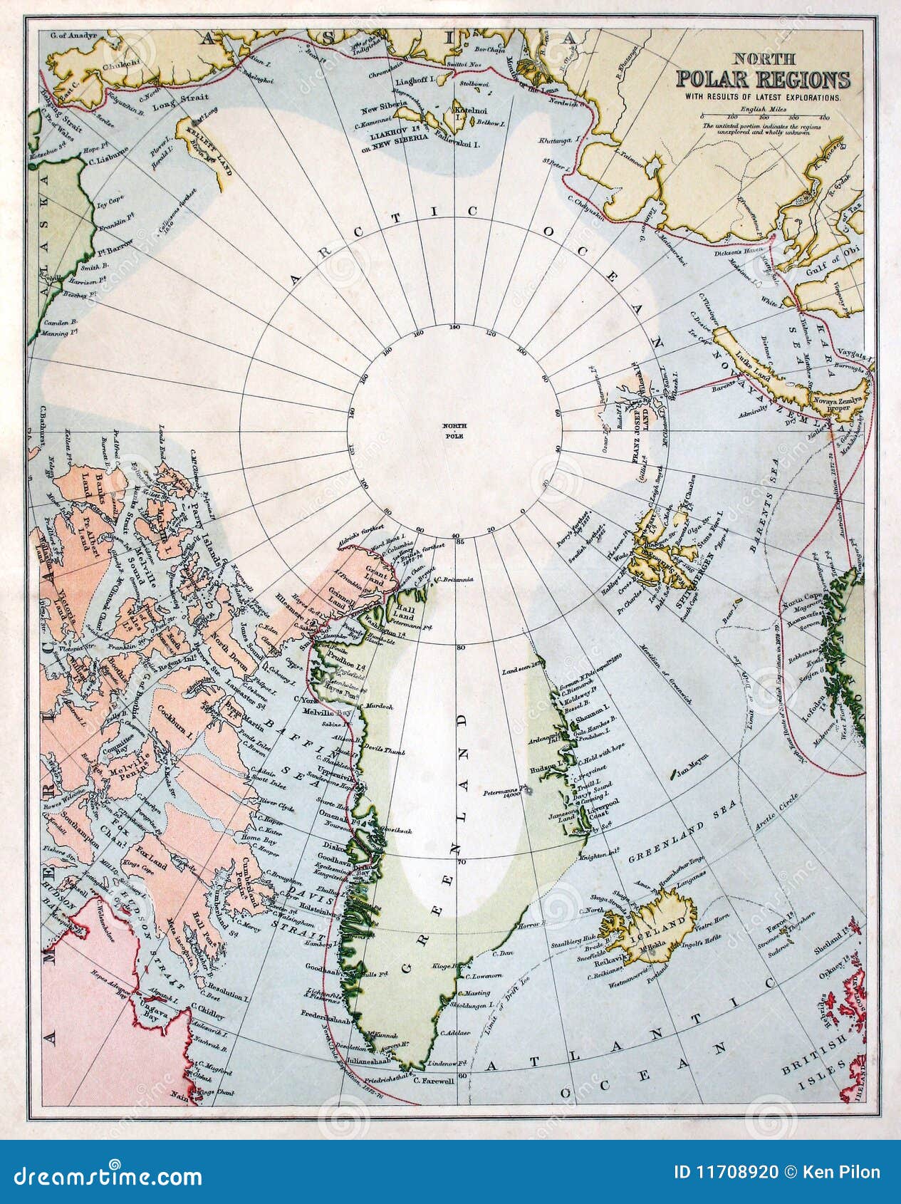 Frühe Karte Der Nordpol-Region Stockfoto - Bild: 11708920