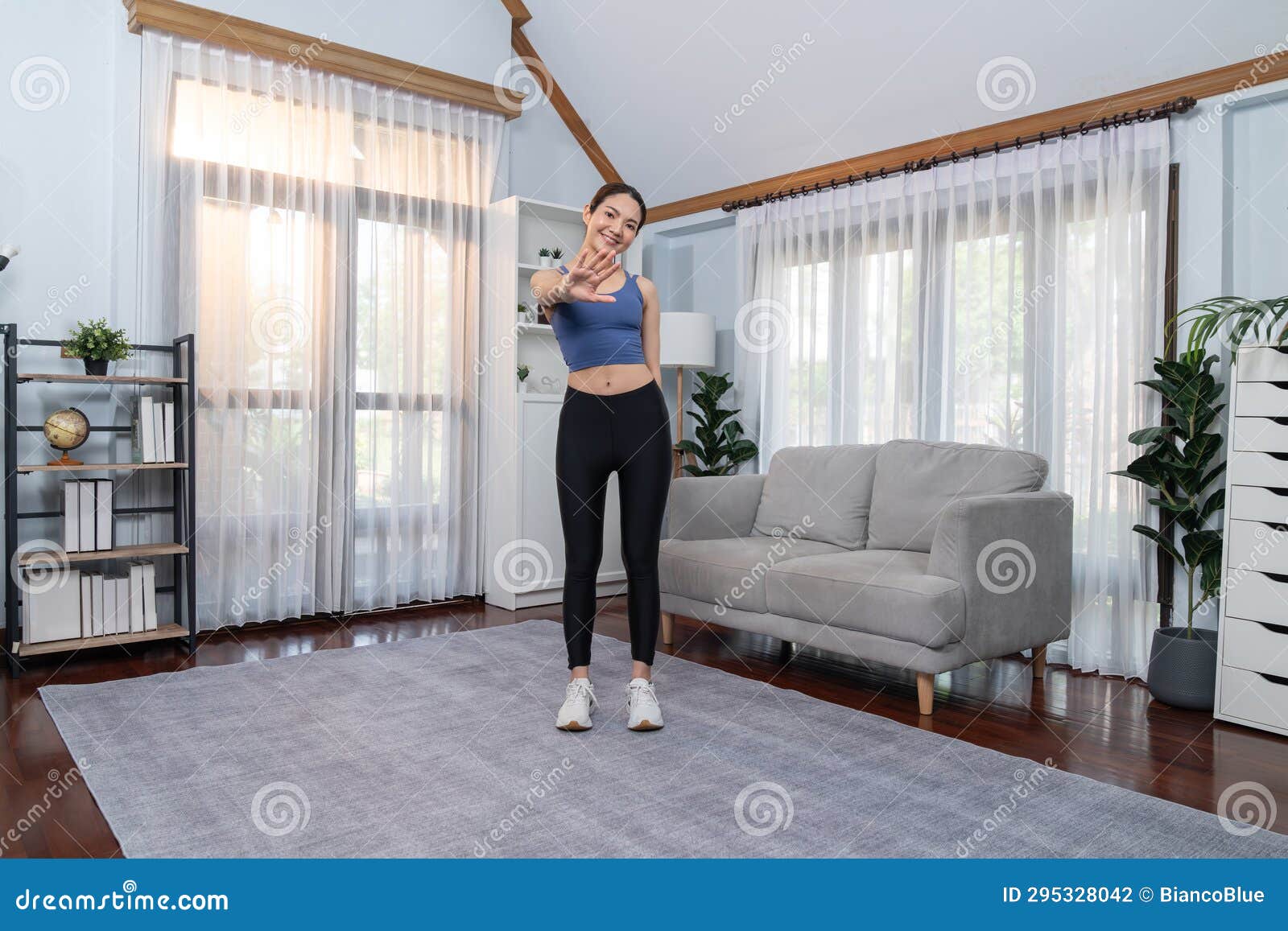 Full Body Attractive Girl Engage In Her Pursuit Of Healthy Lifestyle