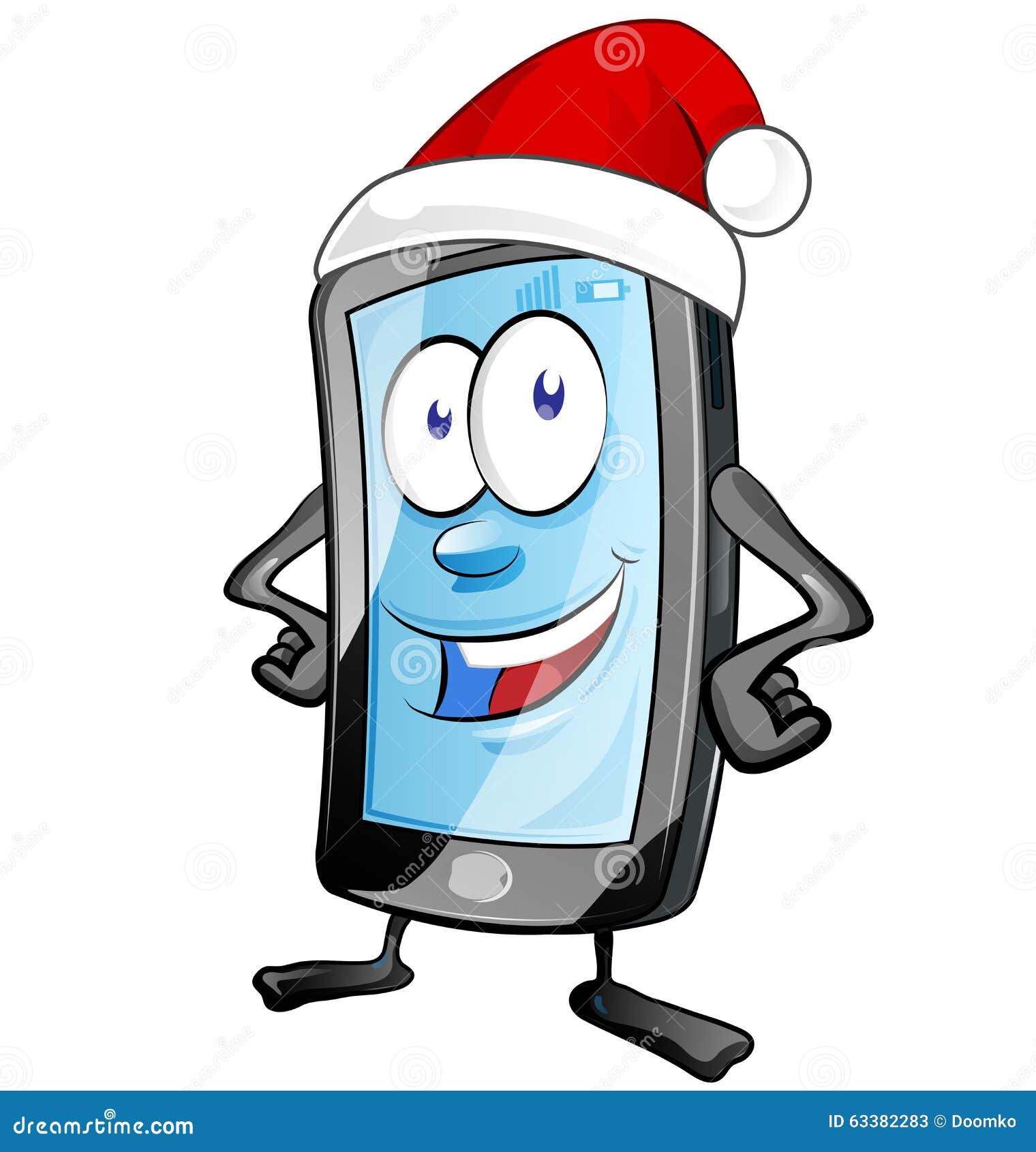 Fun Christmas Mobile Cartoon Stock Vector - Image: 63382283