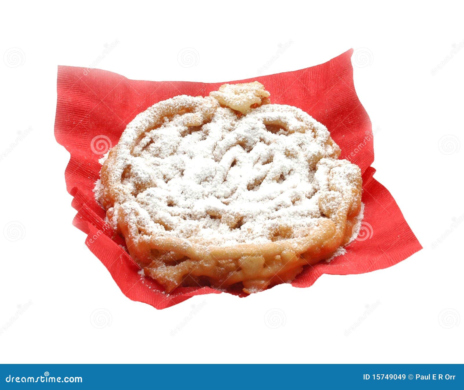 Funnel cake on white background.