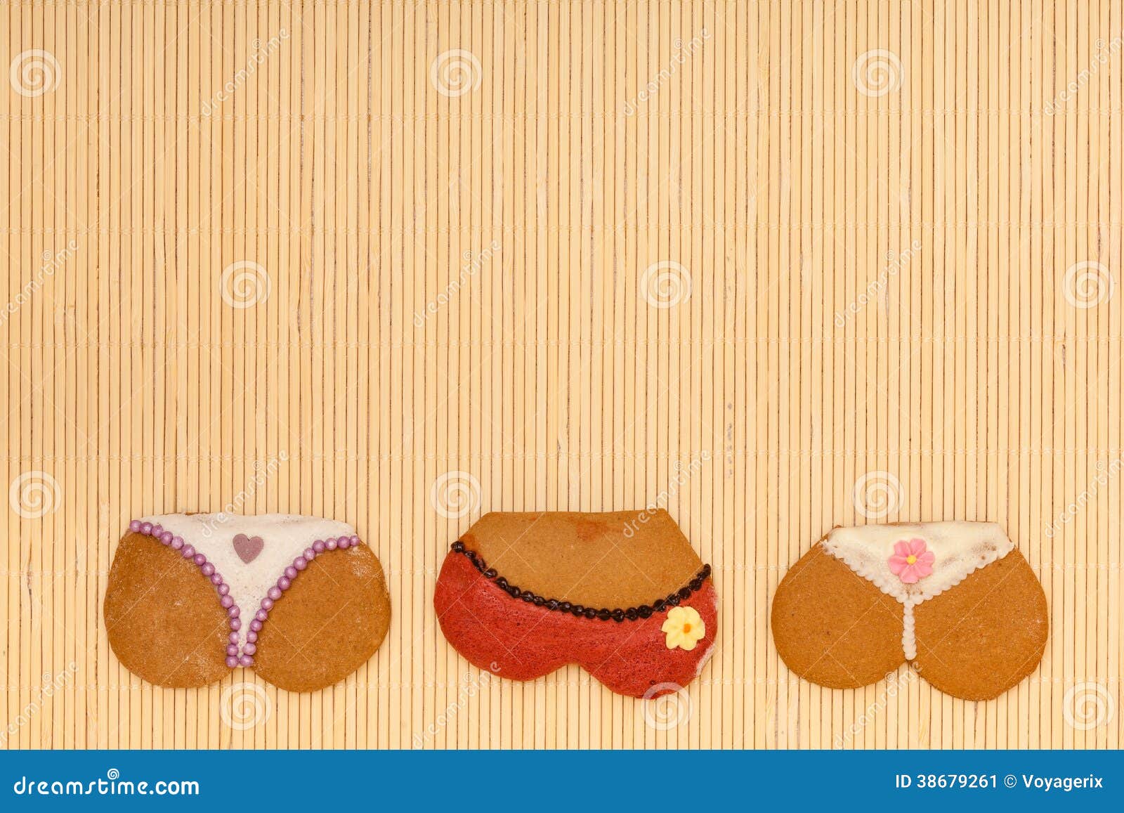 Funny bikini panties shape gingerbread cookies