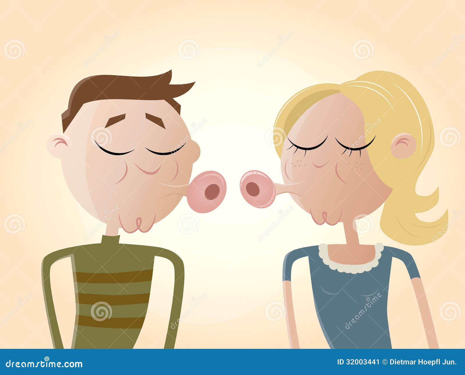 Funny Cartoon Couple Kissing Stock Image - Image: 32003441