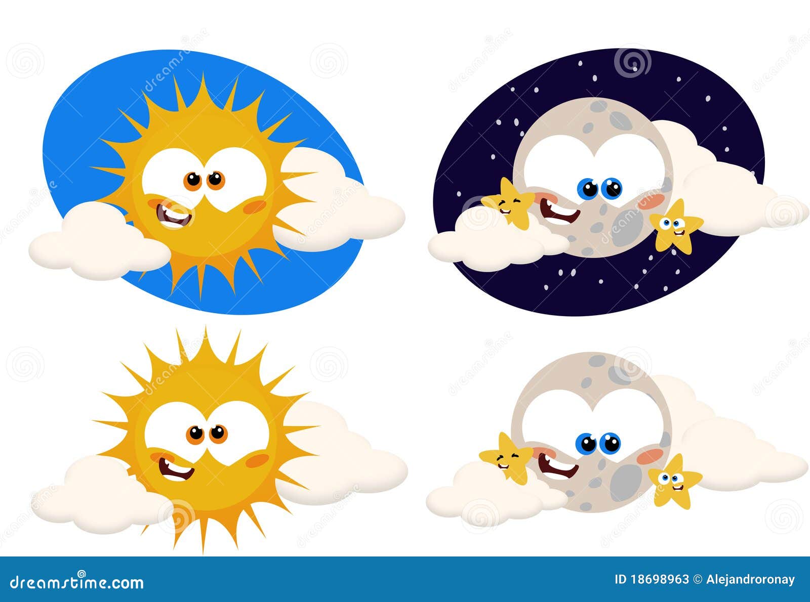 Funny Cartoon Sun And Moon Stock Photos - Image: 18698963