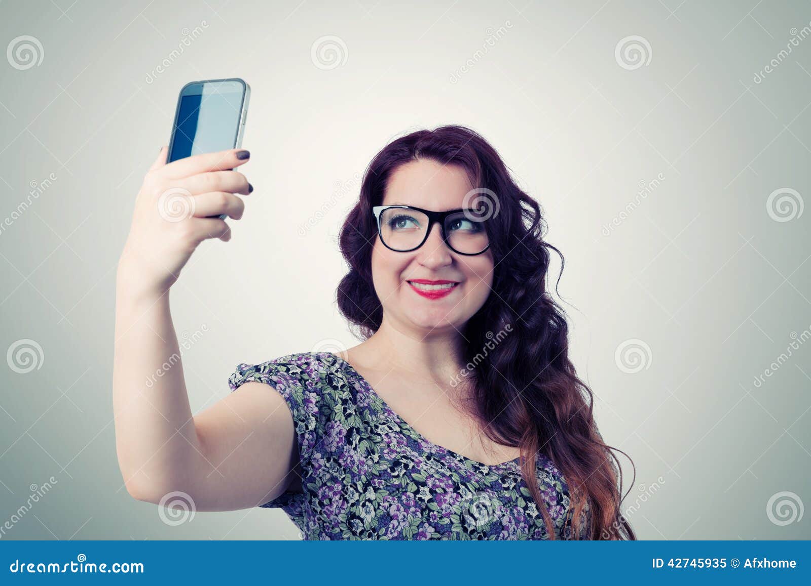 Funny Viper Girl Photographs Himself On Smartphone Stock Photo - Image