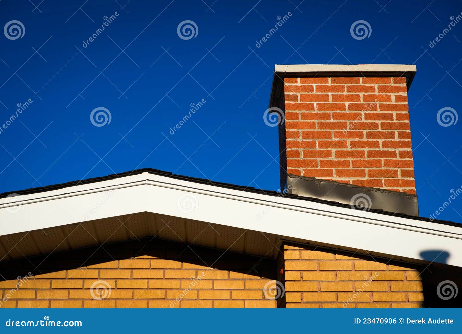 Gable Of Brick House With Brick Chimney Royalty Free Stock ...