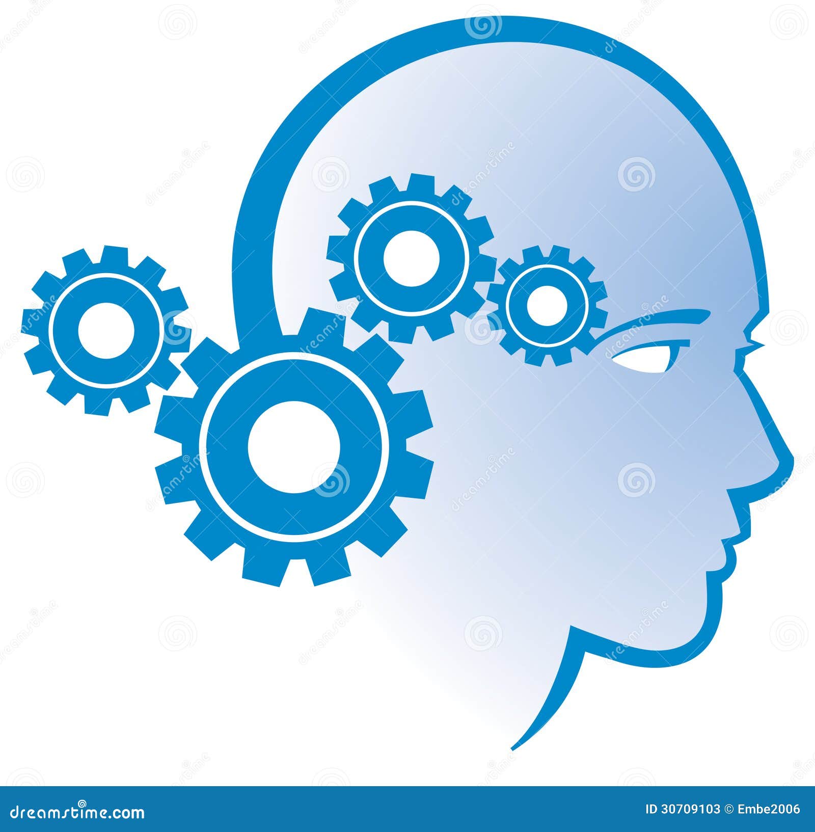 logo icon of a gear mind head thinking person.