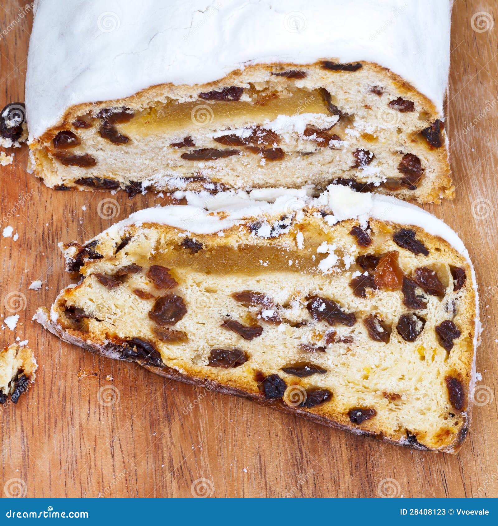 Geschnittener Stollen Kuchen Mit Dörrobst Und Marzipan Stockfotos ...