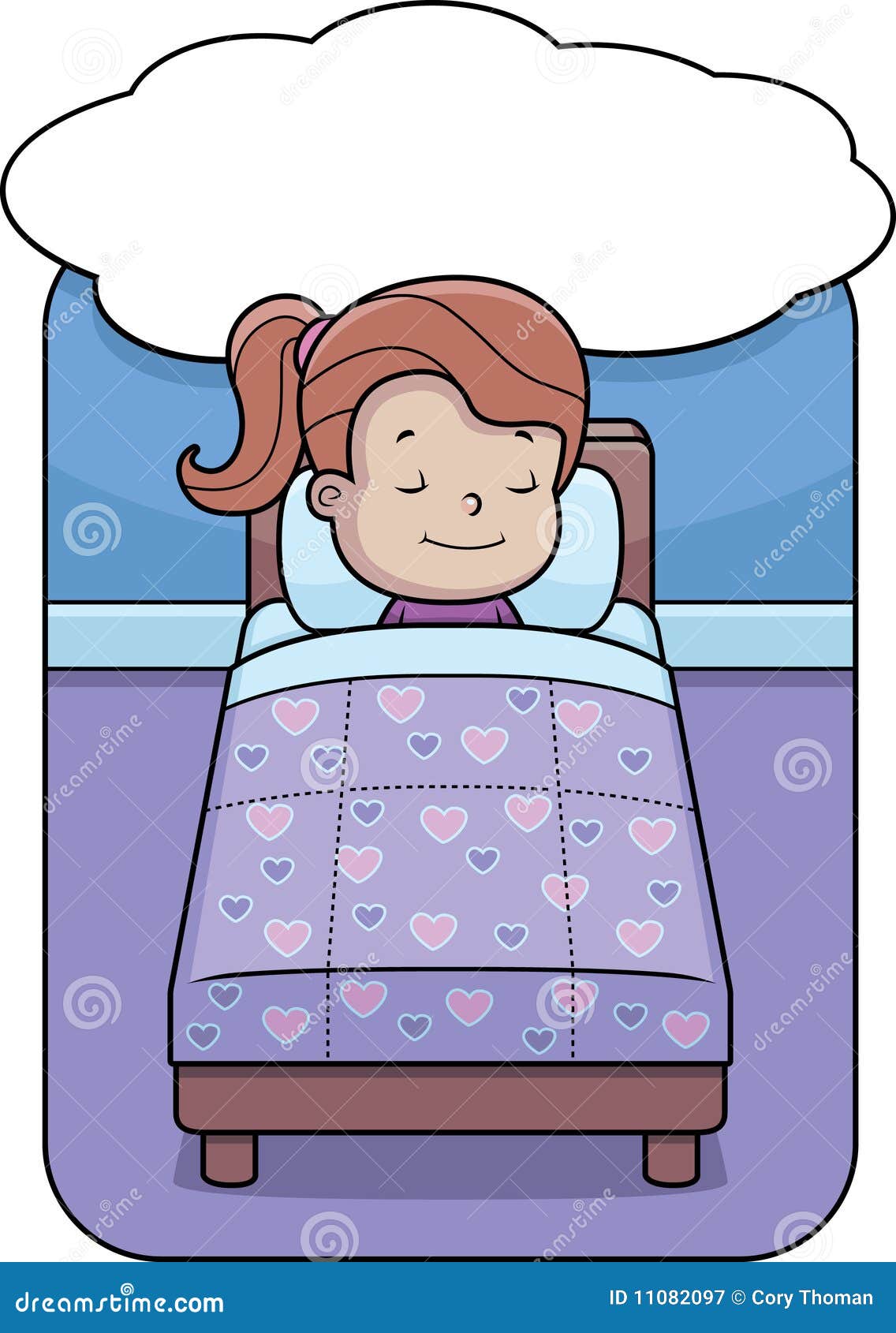 cartoon girl sleeping in bed clip art