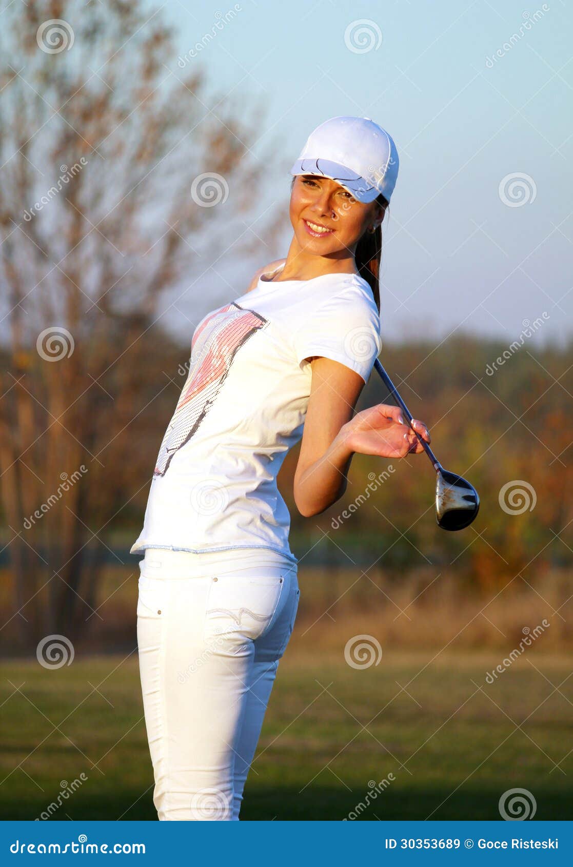 Beautiful Golf Player Posing Golf Player Posing Royalty Free Stock Images Image