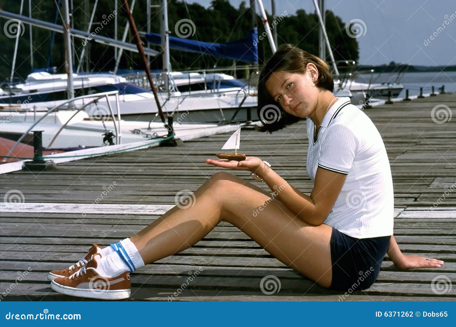 Girl With A Little Sailing-boat Stock Photography - Image: 6371262