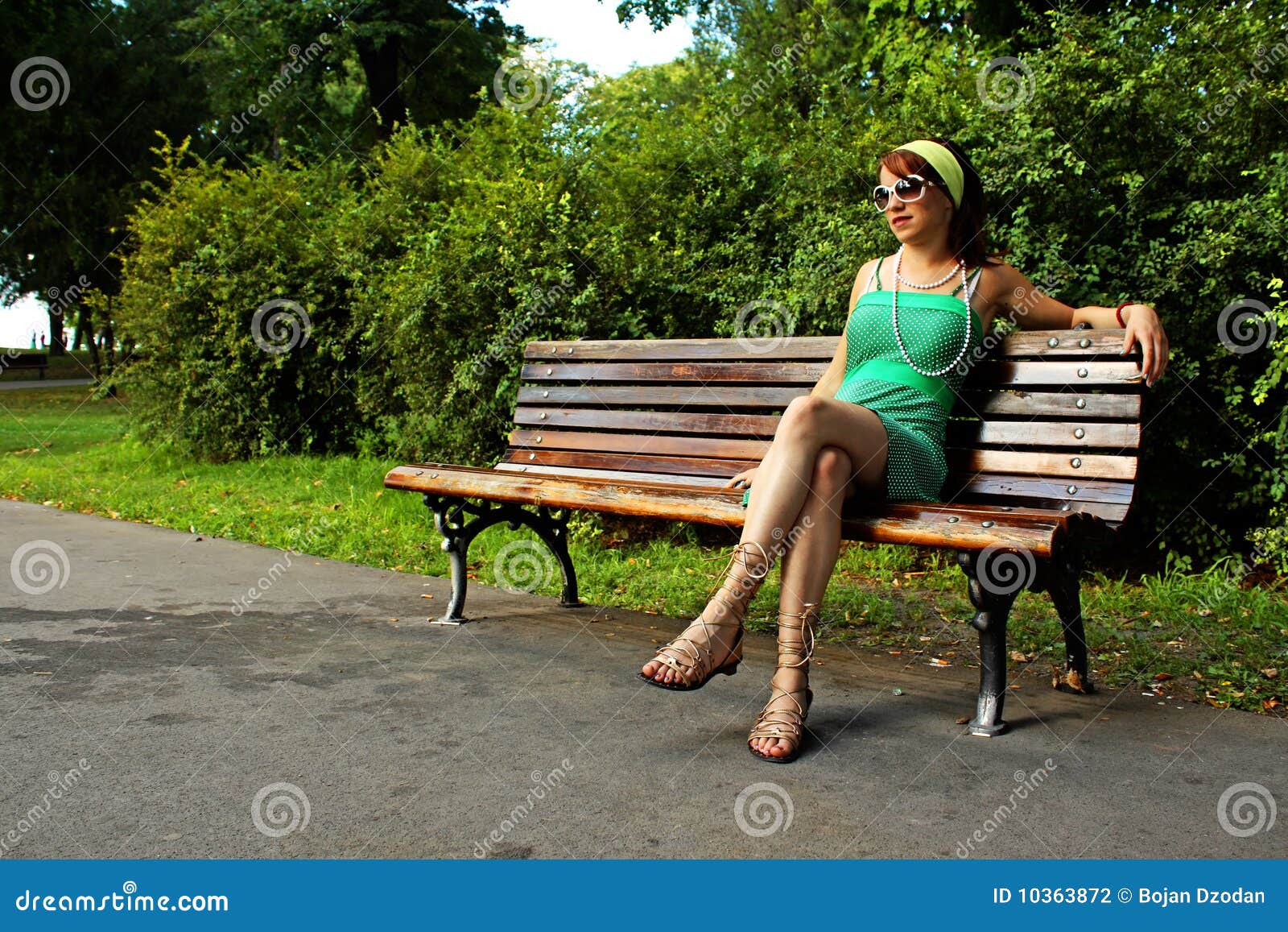 Girl On Park Bench