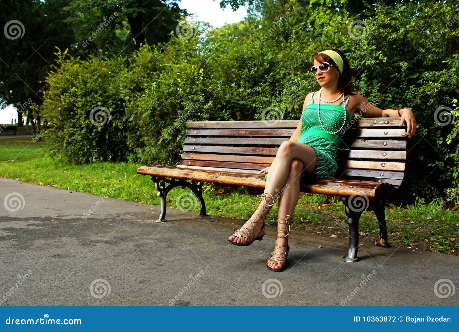 Girl On Park Bench