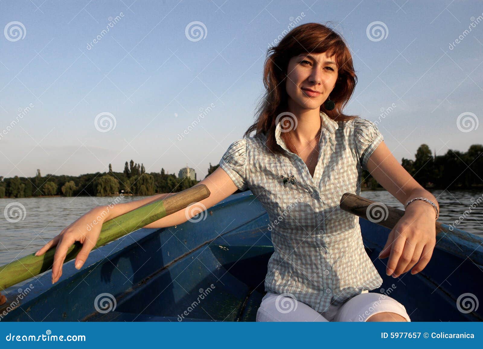 Girl Rowing A Boat Royalty Free Stock Photography - Image: 5977657