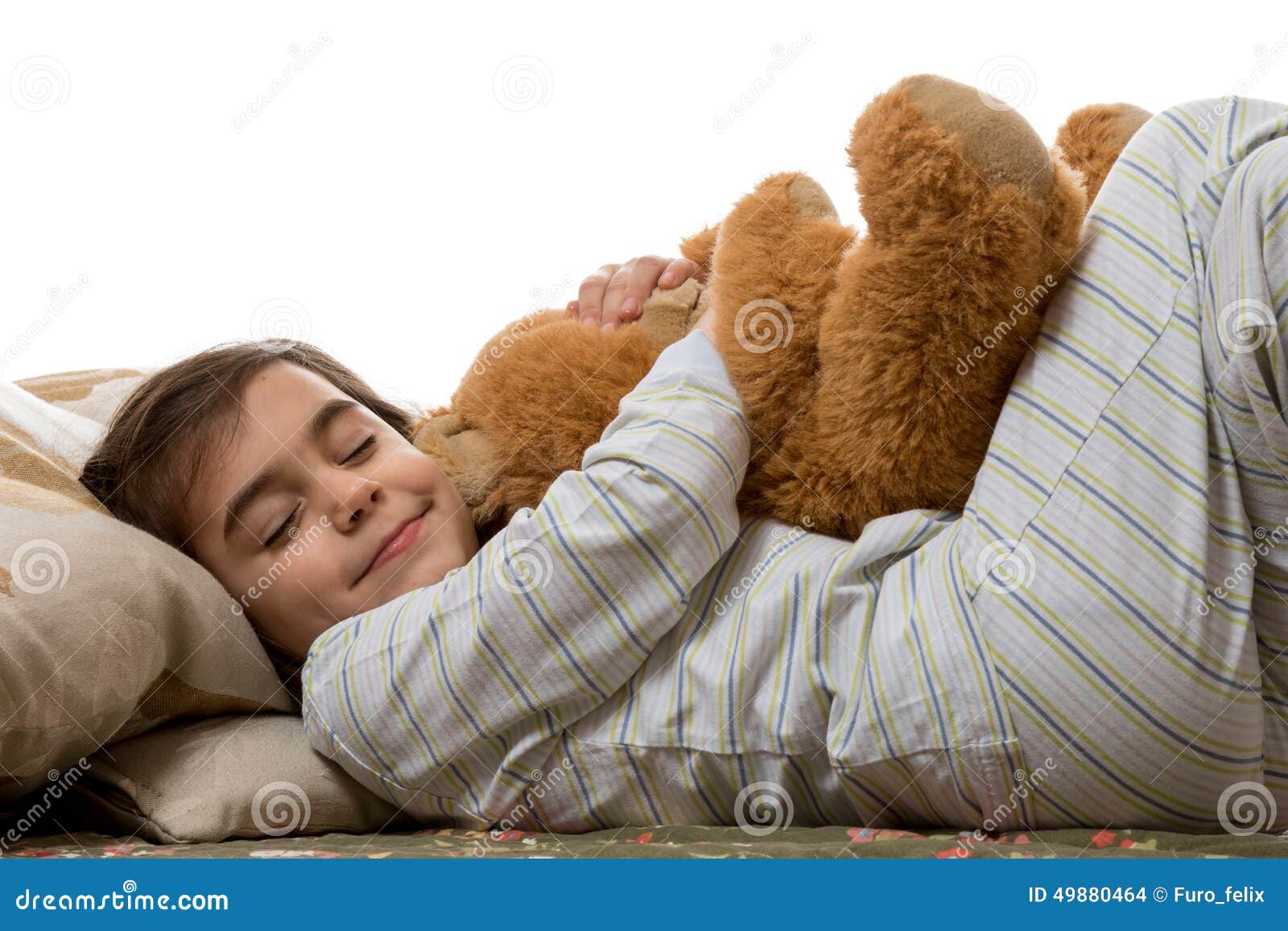 Girl Sleeping With Teddy Bear Stock Photo - Image: 49880464