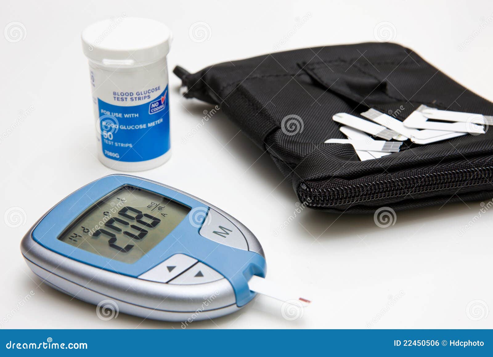 Glucose Meter, Test Strips And Case Royalty Free Stock Image Image