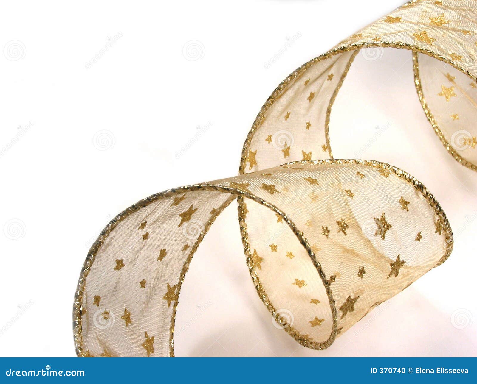 Stock Photo: Gold Christmas ribbon on white