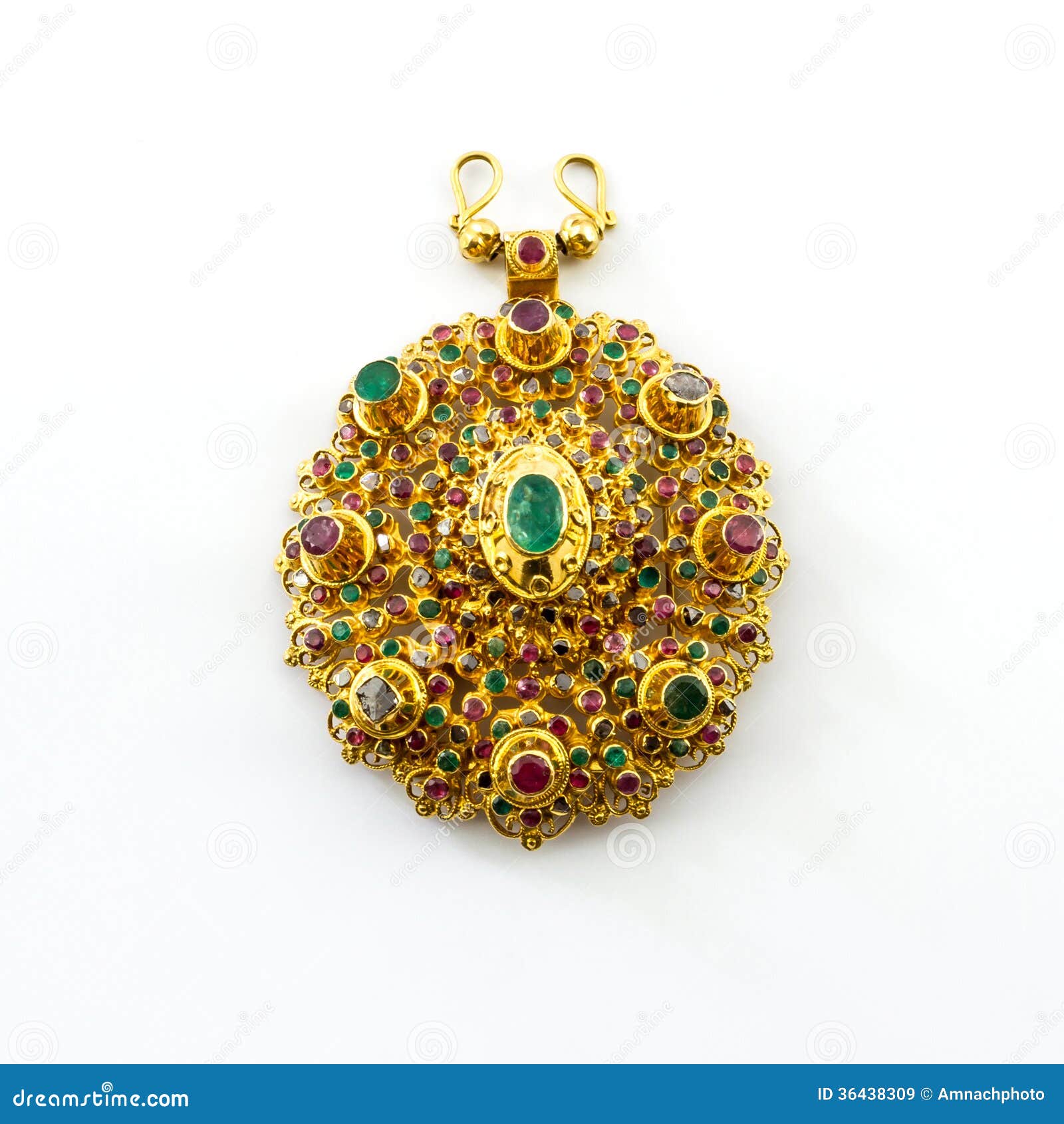 gold-jewelry-thai-ancient-style-luxury-pendant-isolated-white ...