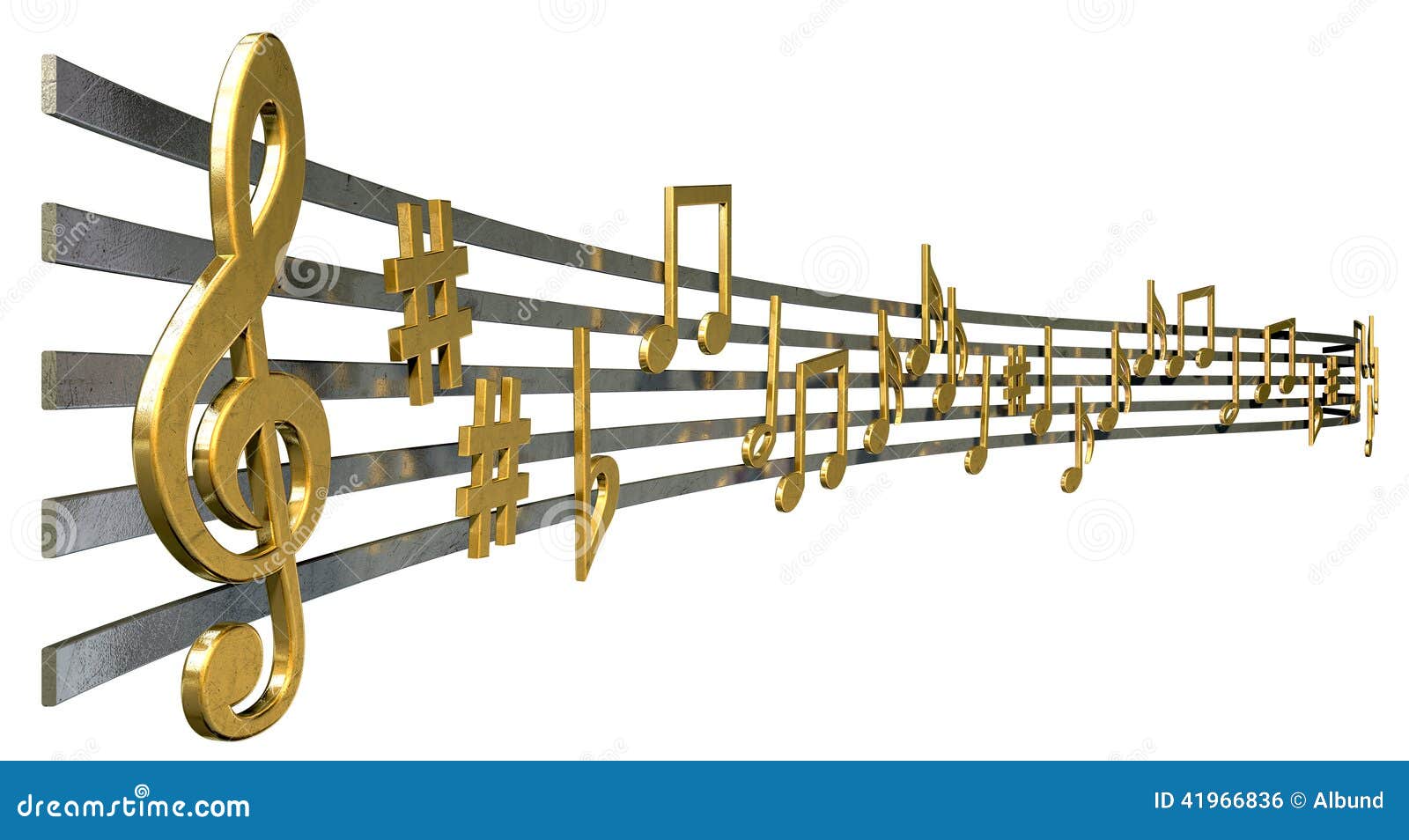 Gold Music Notes On Wavy Lines