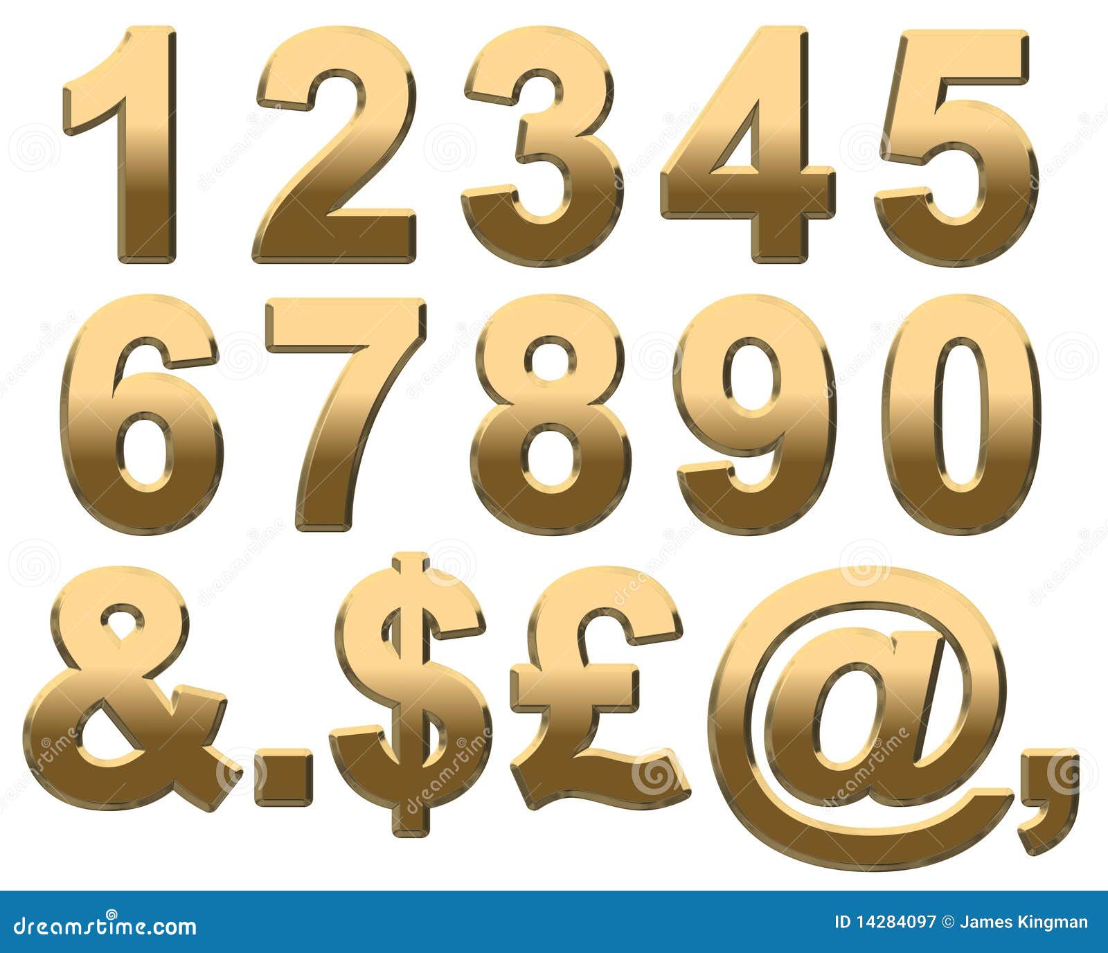 Royalty Free Stock Photography: Gold Numbers On White