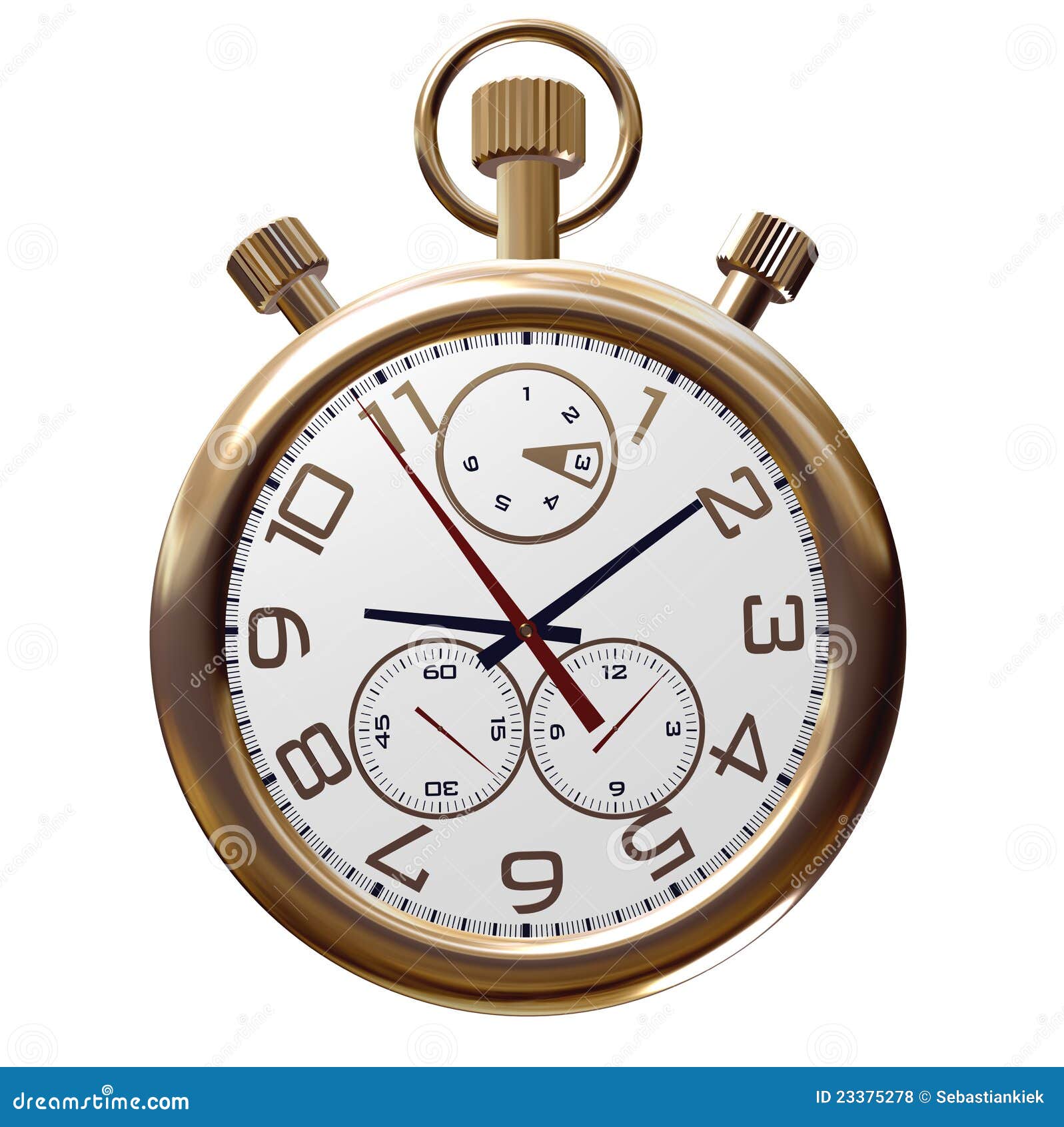 Royalty Free Stock Photos: Gold old clock on white