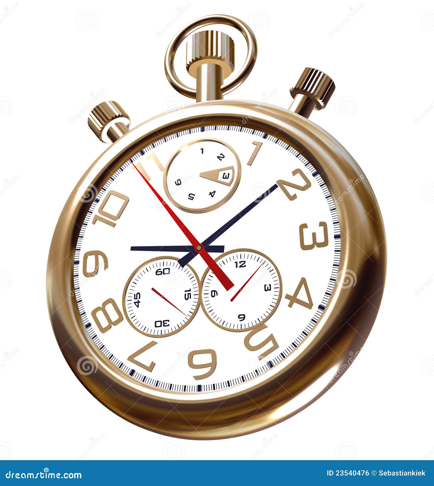 Royalty Free Stock Image: Gold old clock on white