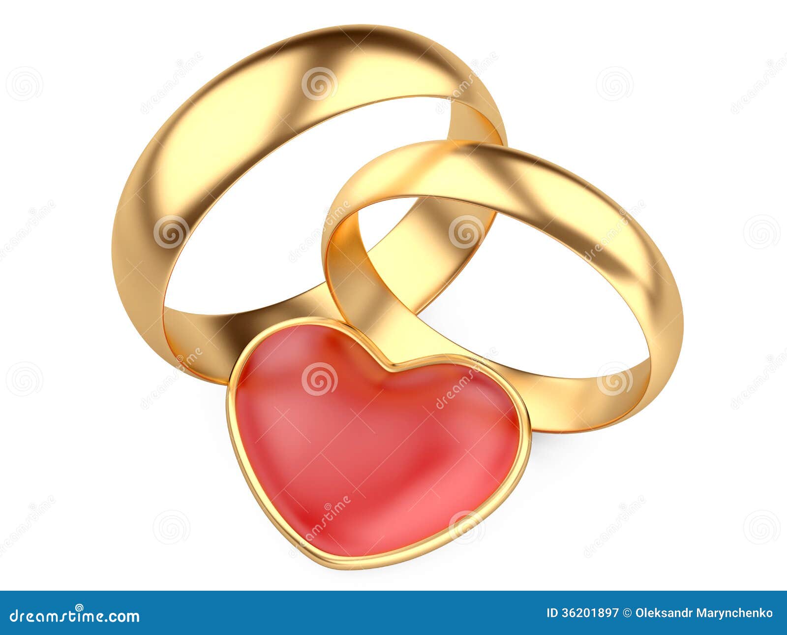 Gold Wedding Rings And Red Heart Royalty Free Stock ...