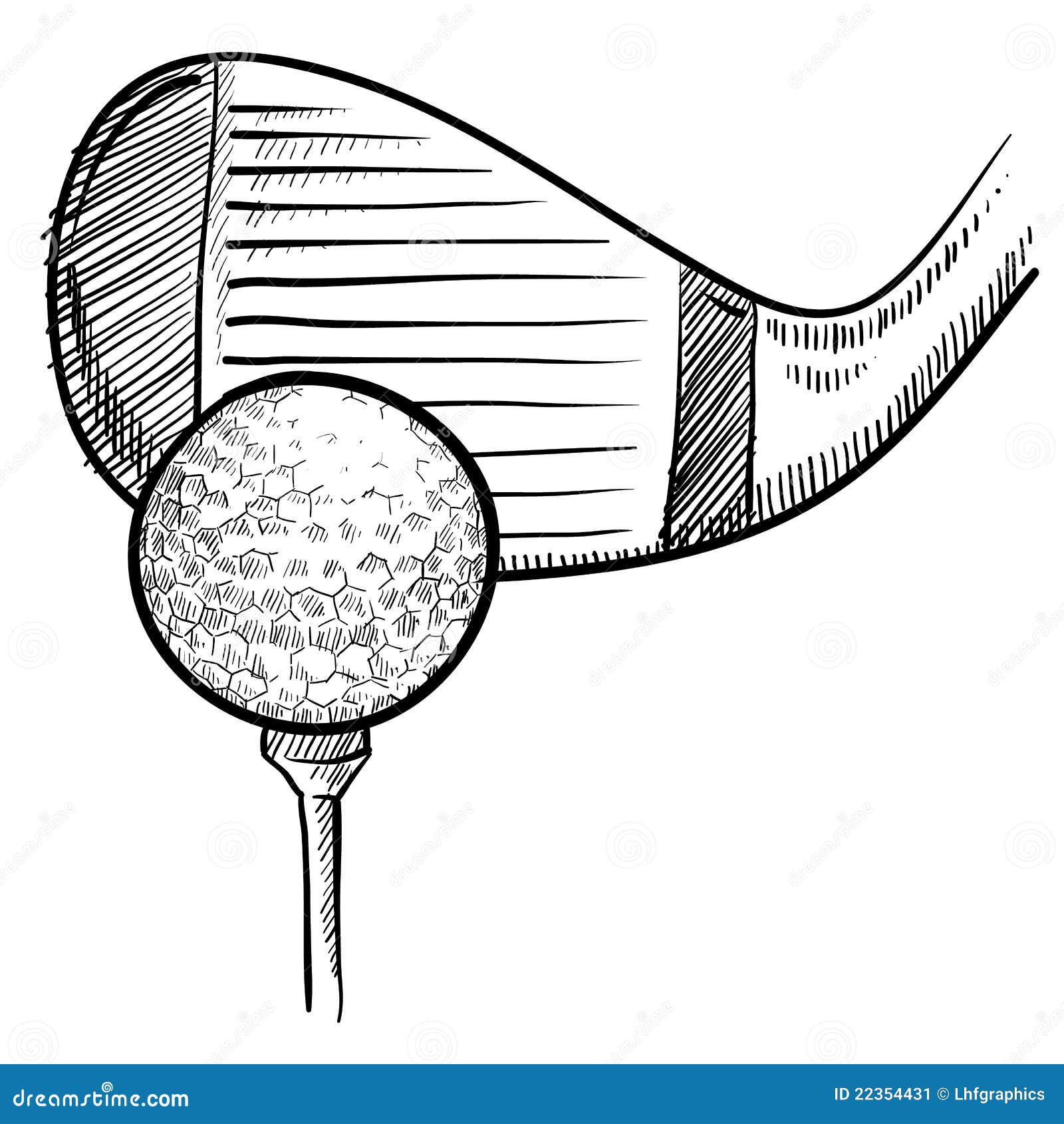 Golf Club And Ball Sketch Stock Image - Image: 22354431