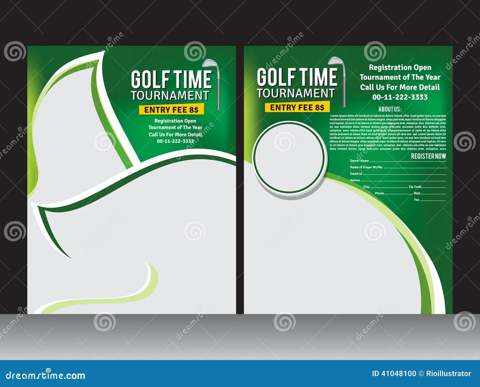 Golf Flyer Template Stock Vector - Image: 41048100