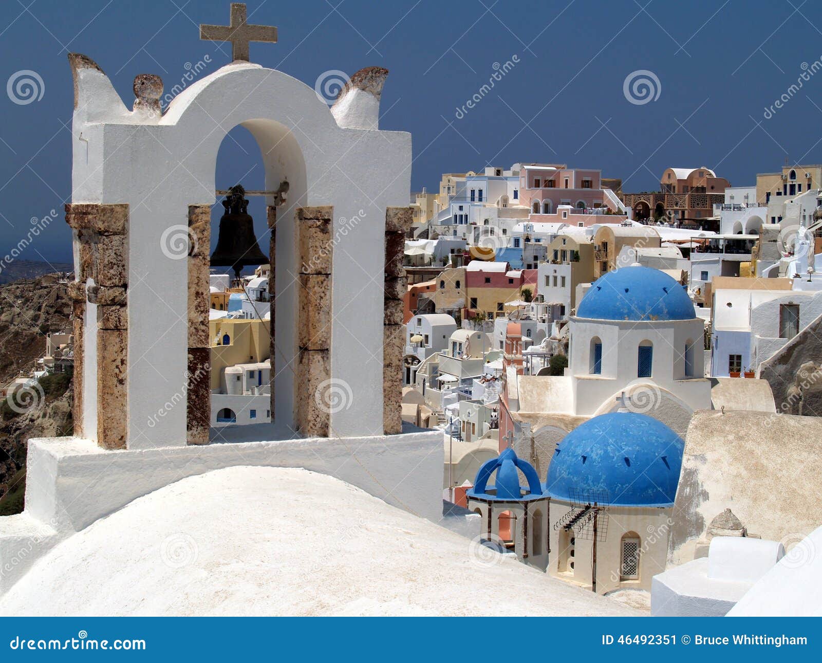 , bell tower, Oia, Santorini, Cyclades, Agean, Mediterranean, Greece
