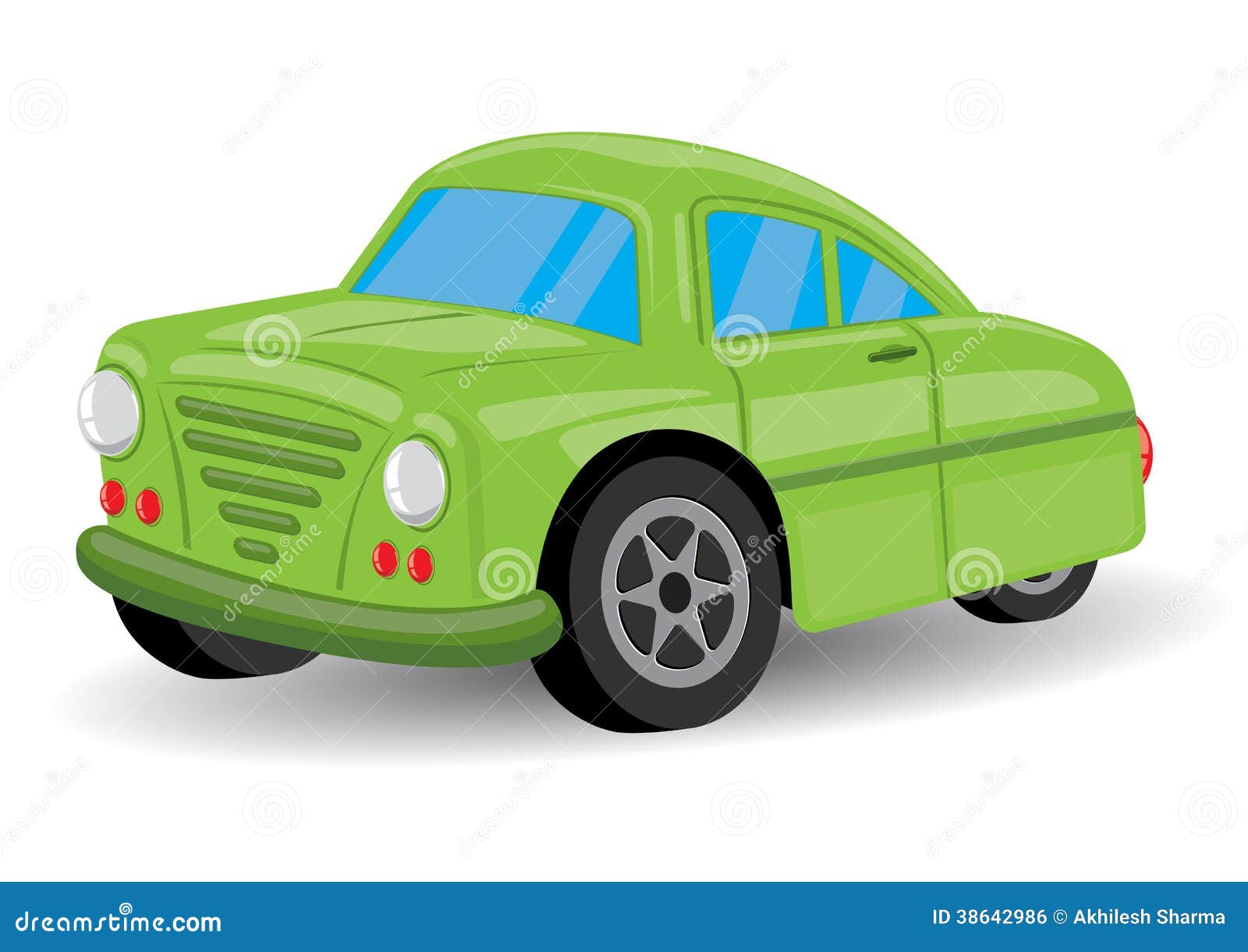 Green Retro / Vintage Car Cartoon - Vector Royalty Free Stock Image