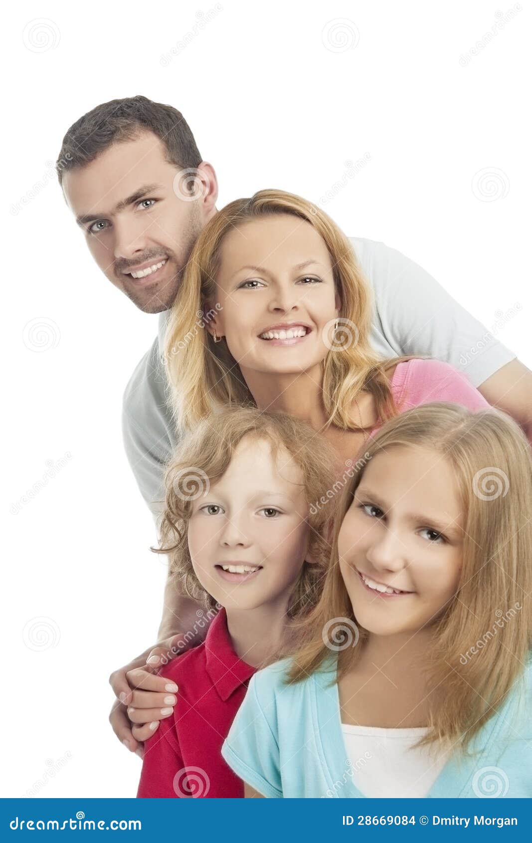 Group Of Four People Standing Together And Smiling Stock Images - Image