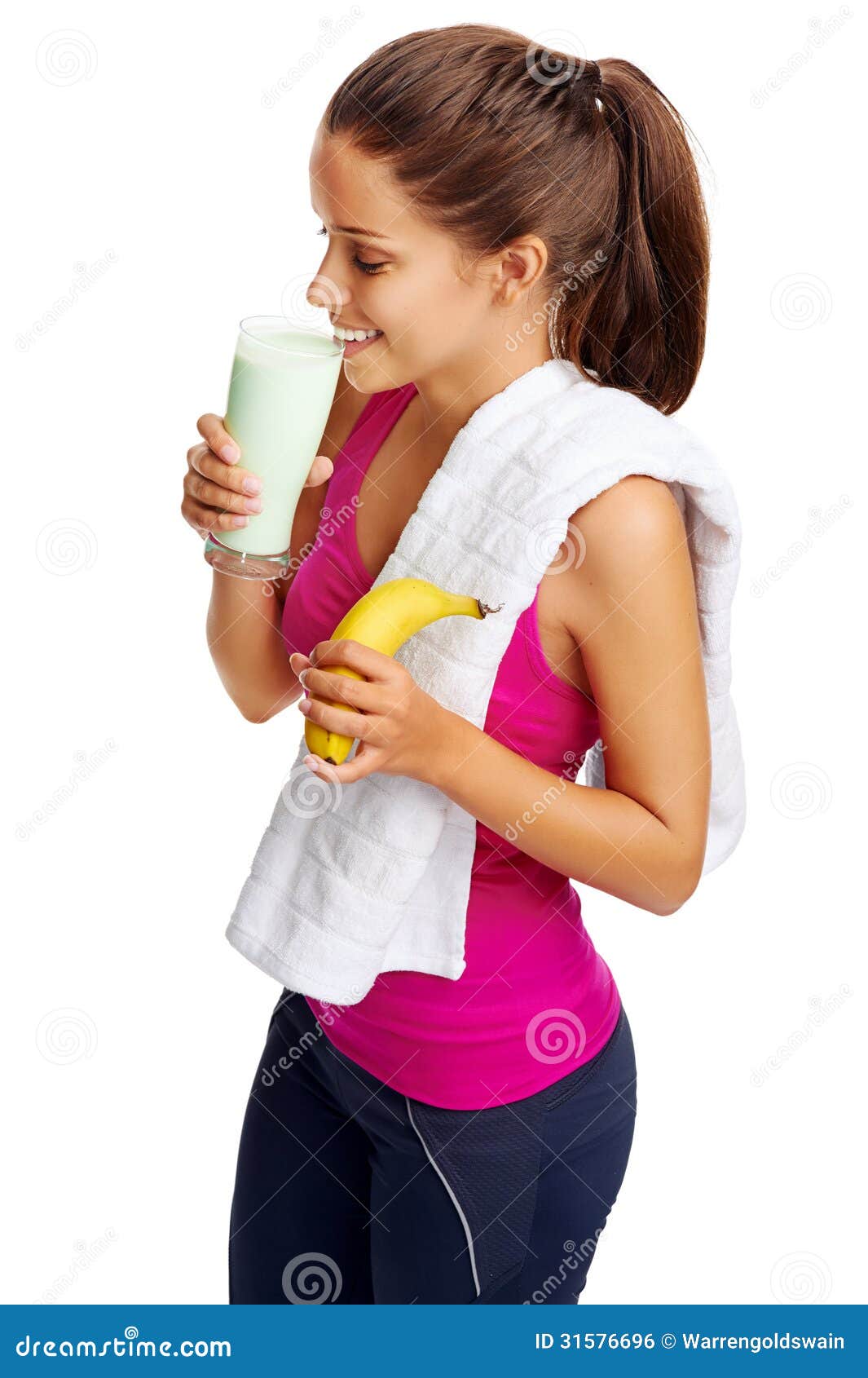 Woman with healthy diet protein shake drinking for sport and fitness.