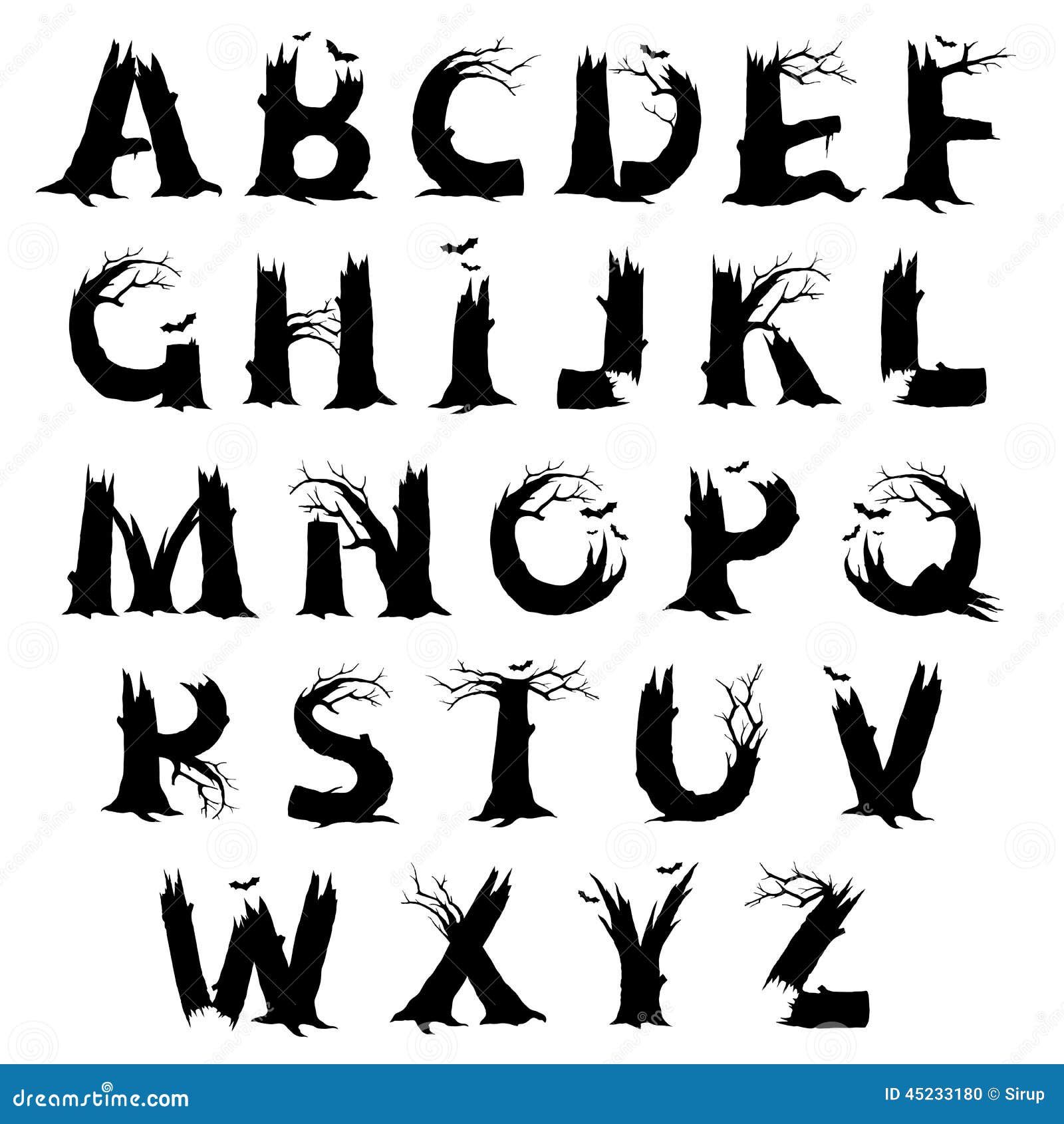 Halloween Horror Alphabet Letters Stock Vector - Image: 45233180