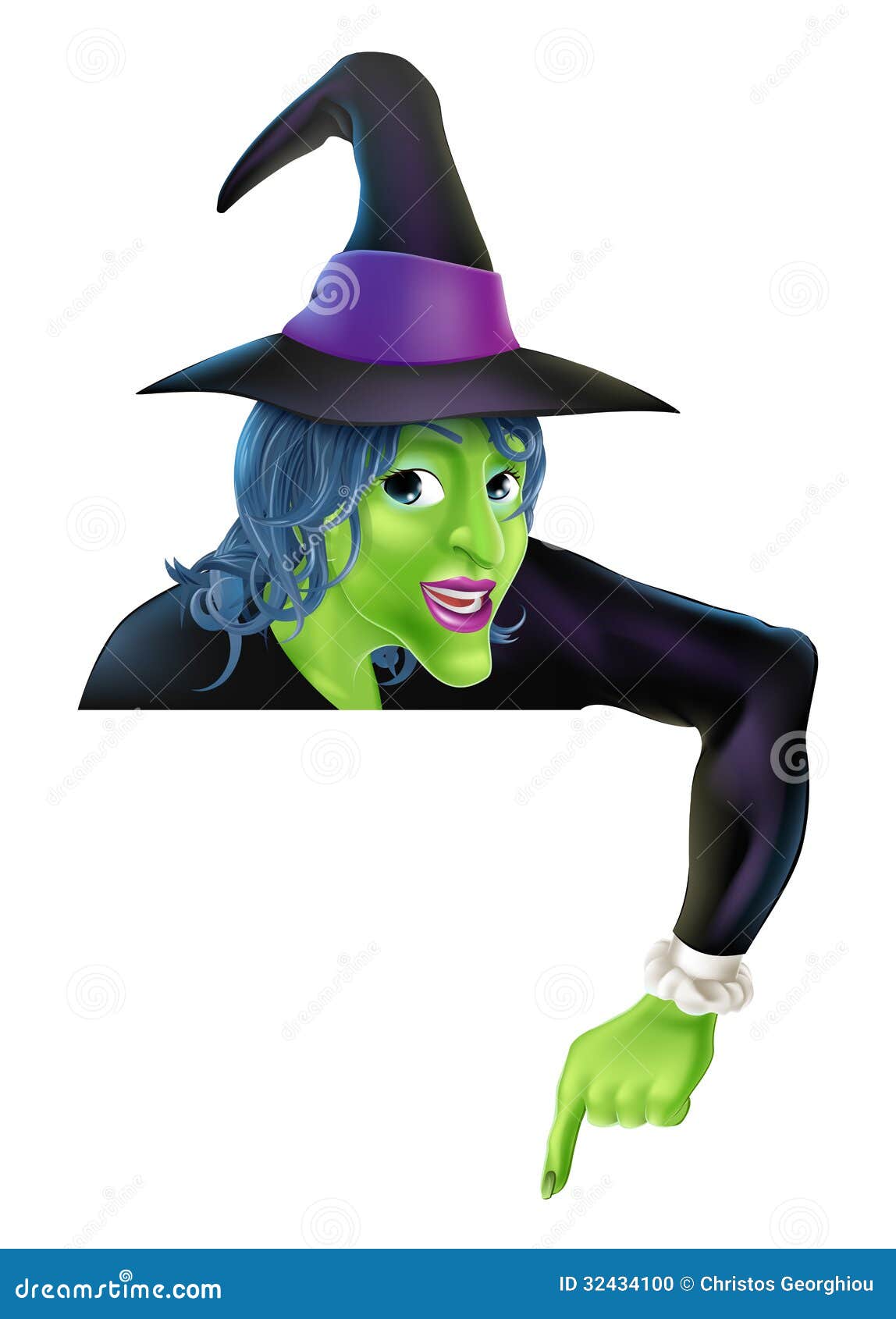 Halloween Witch Pointing Down Stock Photo - Image: 32434100