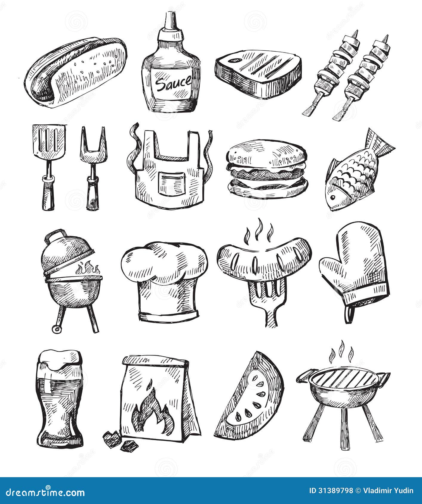 Hand Draw Barbecue Royalty Free Stock Photos - Image: 31389798