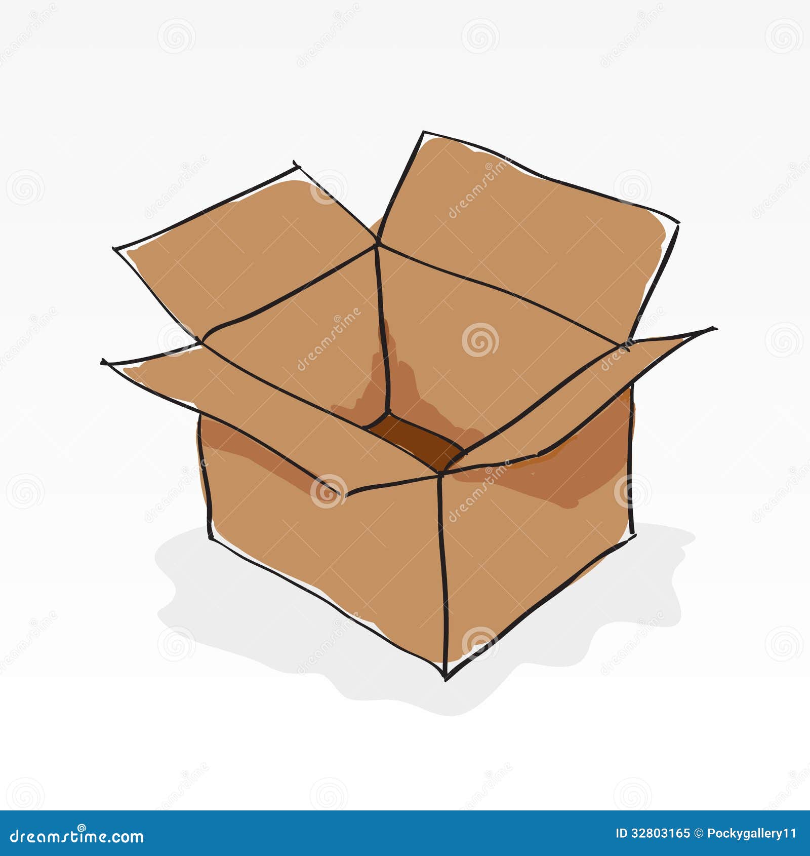 Hand Drawn Brown Paper Box Royalty Free Stock Photo - Image: 32803165
