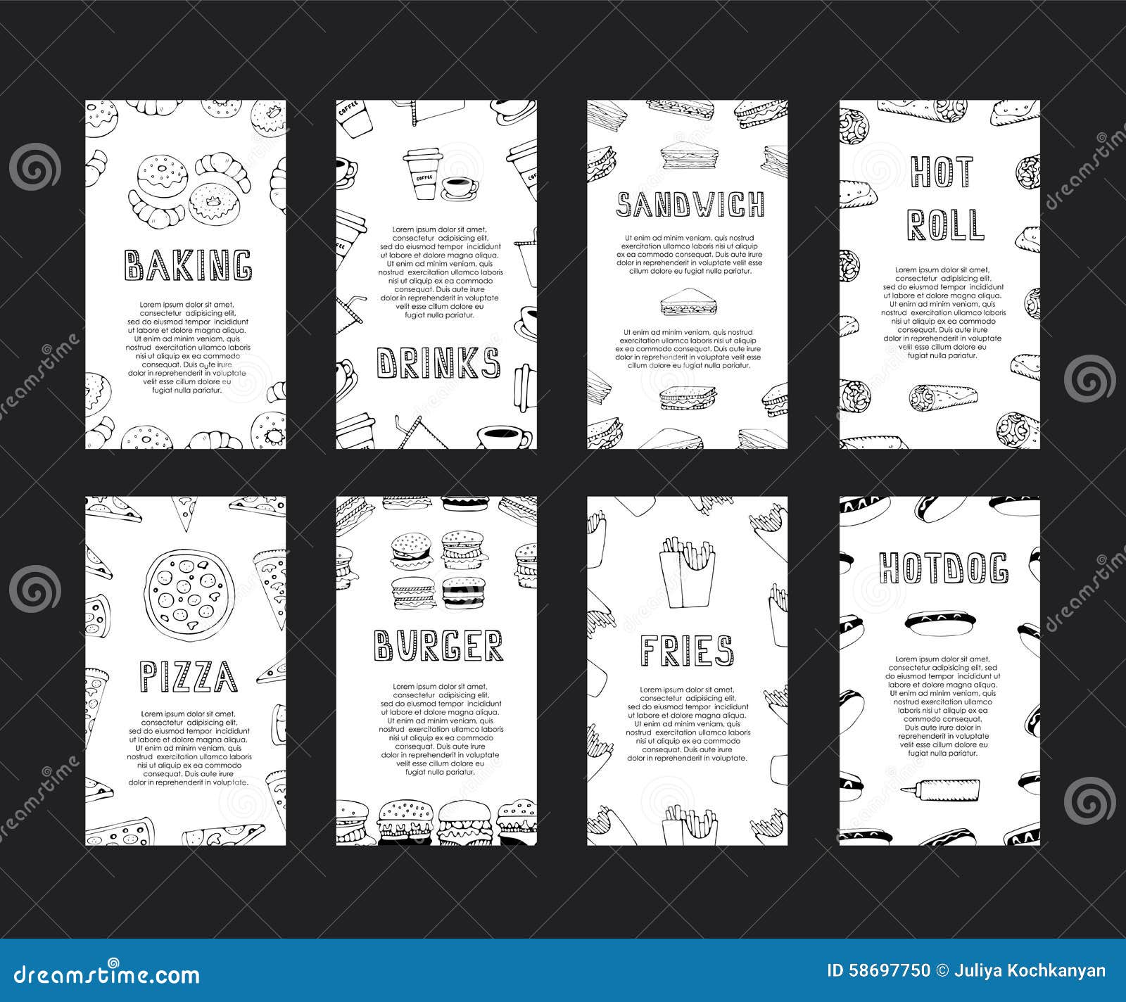 Fast Food Menu Card Templates fast food cards stock vector image 58697750 Fast Food Menu Card Templates fast food cards stock vector image 58697750