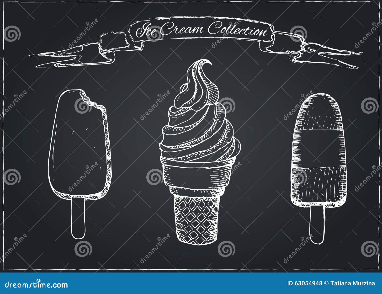 hand drawn ice cream set chalkboard can be used restaurant menu cooking books labels 63054948