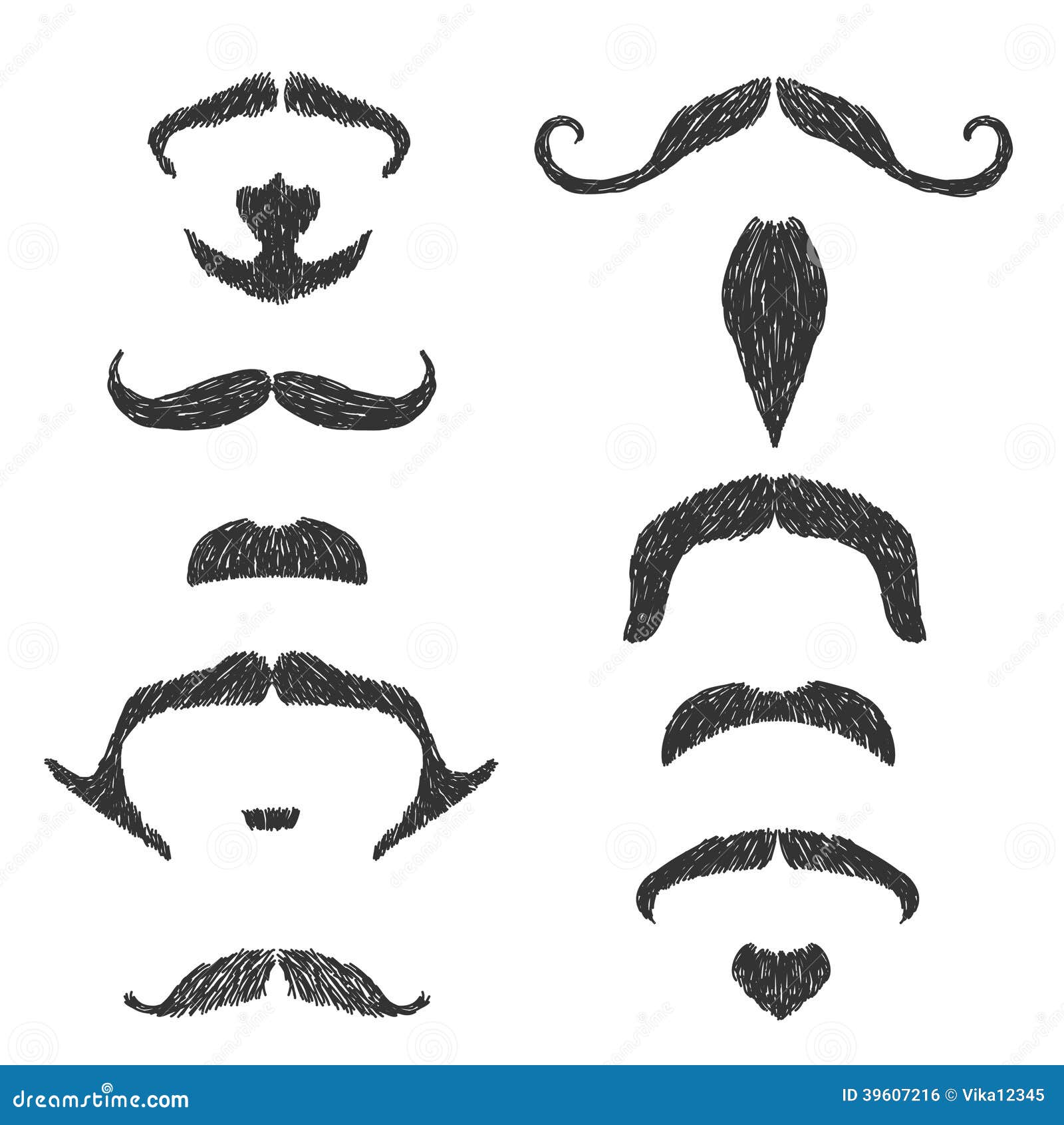 Hand Drawn Moustache Stock Vector - Image: 39607216